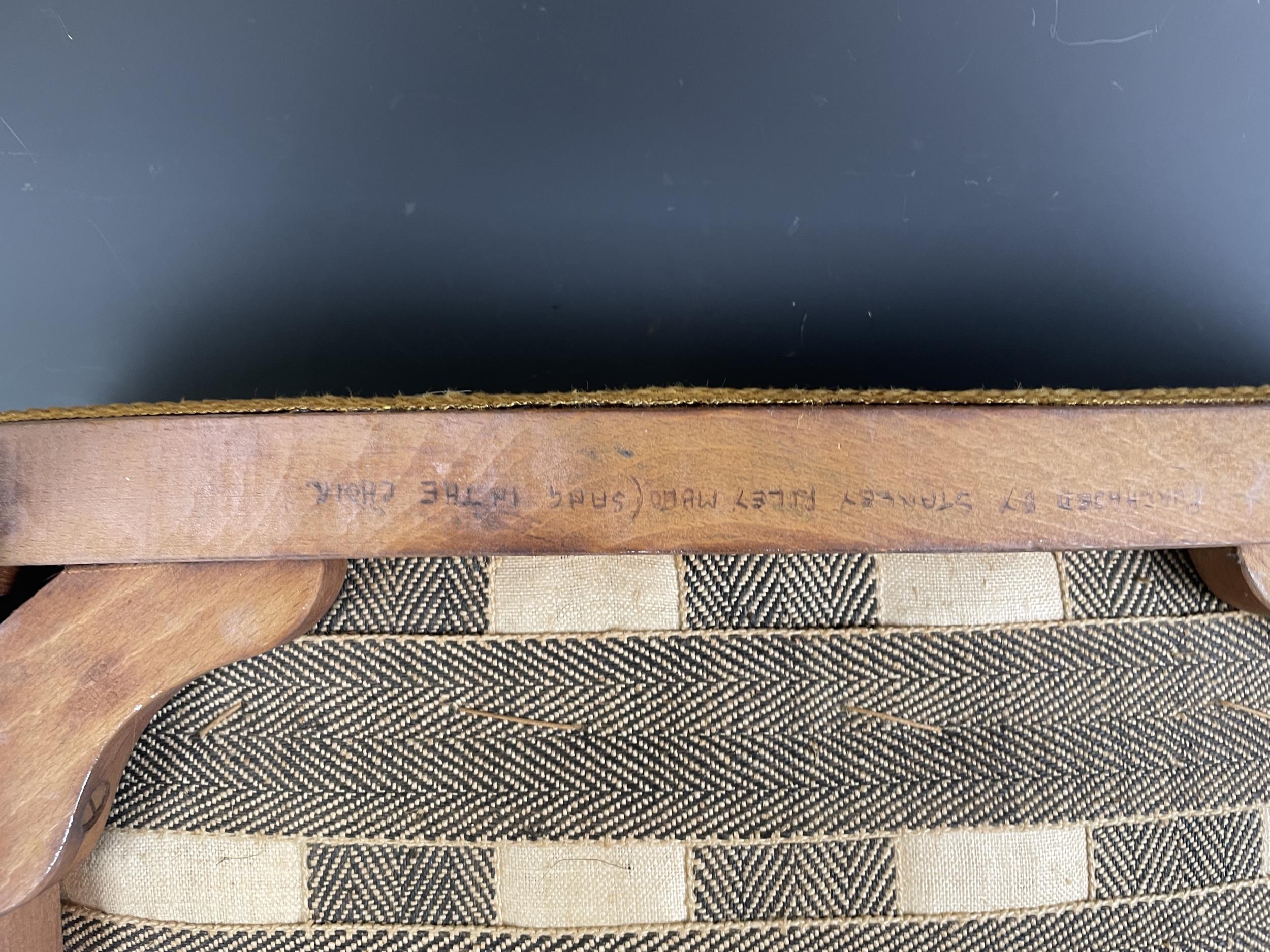 An Elizabeth II Coronation stool, the blue velvet seat on limed oak chamfered legs, stamped - Image 3 of 4