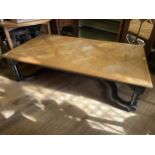 A large walnut and painted coffee table, the top 177 x 96 cm