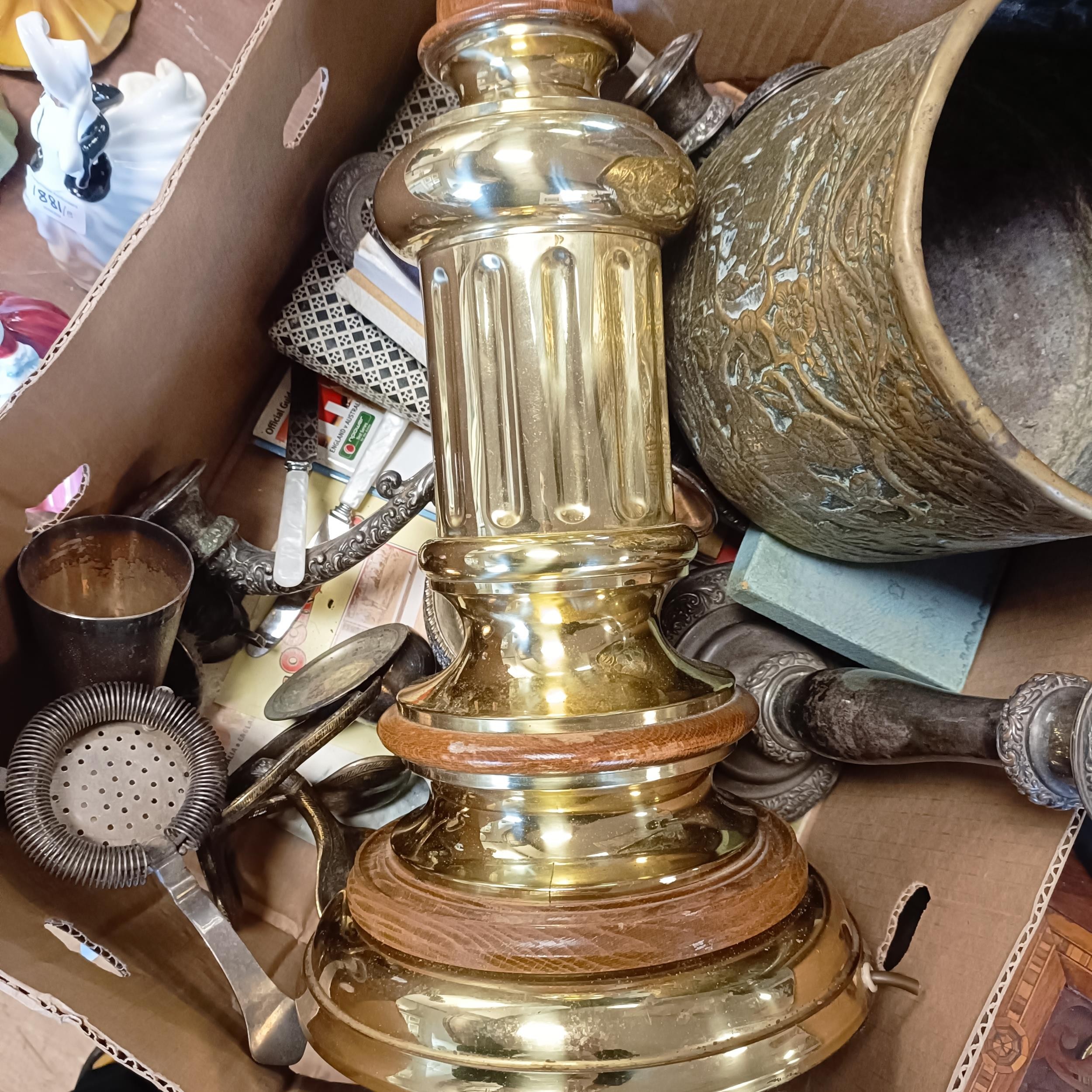 A wall clock, signed M Ruf, Porth, in a mahogany case, 73 cm, a brass and oak lamp base and assorted - Image 4 of 7