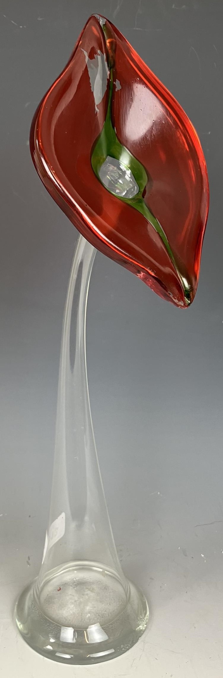 A modern glass vase, in the form of a flower, 41 cm high