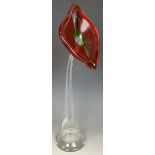 A modern glass vase, in the form of a flower, 41 cm high