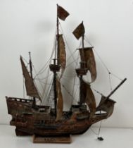 A model of a galleon, a copper bowl, assorted metalwares and other items (qty)