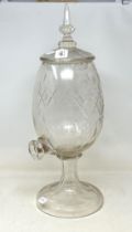 A chemist glass dispensing urn and cover, 54 cm high Rim chipped, lacks tap