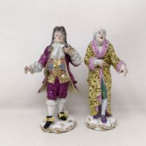 A Dresden figure of a doctor, 18 cm high, and his patient, 17 cm high (2) Some losses, both have