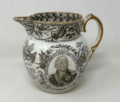 A 19th century commemorative jug, Horatio Lord Viscount Nelson, 13 cm high condition restored