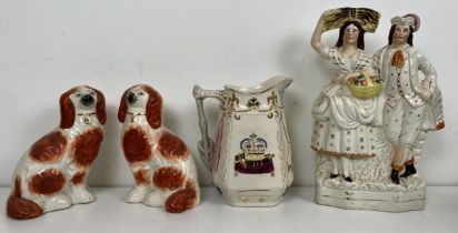 A 19th century tyg, with motto, assorted glassware and other items (box)