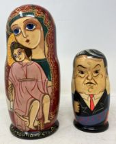 A novelty Russian doll, of past rulers, and assorted other items (2 boxes)