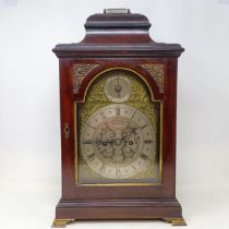 A bracket clock, with a silvered and brass dial, signed Webster Cornhill, to a twin train double