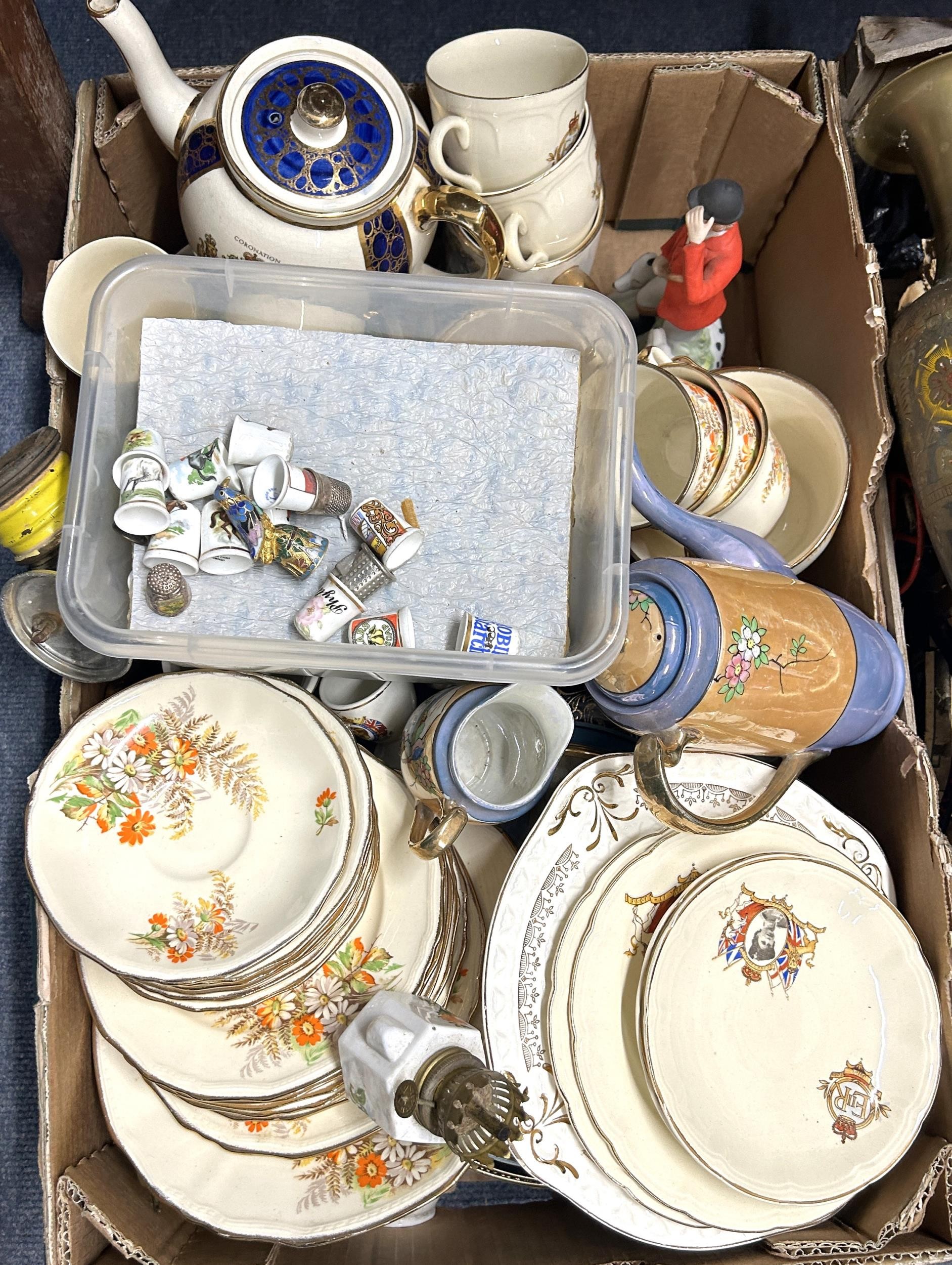 Assorted commemorative ceramics, brassware, magazines, books and other items (3 boxes) - Image 2 of 4