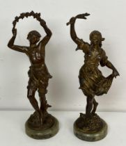 A pair of spelter figures, and assorted other items (box)