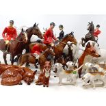 A Beswick huntsman, another, assorted Beswick horses, Beswick hounds and other Beswick items (qty)