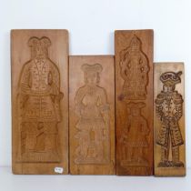 A carved treen gingerbread mould, and three others (4)