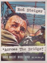 Across The Bridge, 1957, UK Liftbill film poster, 56 x 42 cm Folded