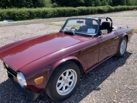 1971 Triumph TR6 150bhp model (UK spec) Registration number KUV 619K  Damson Red with a black