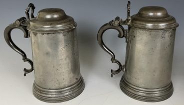 A pair of 19th century pewter rowing trophy tankards, reading Blue Devils Rowing Club, President's