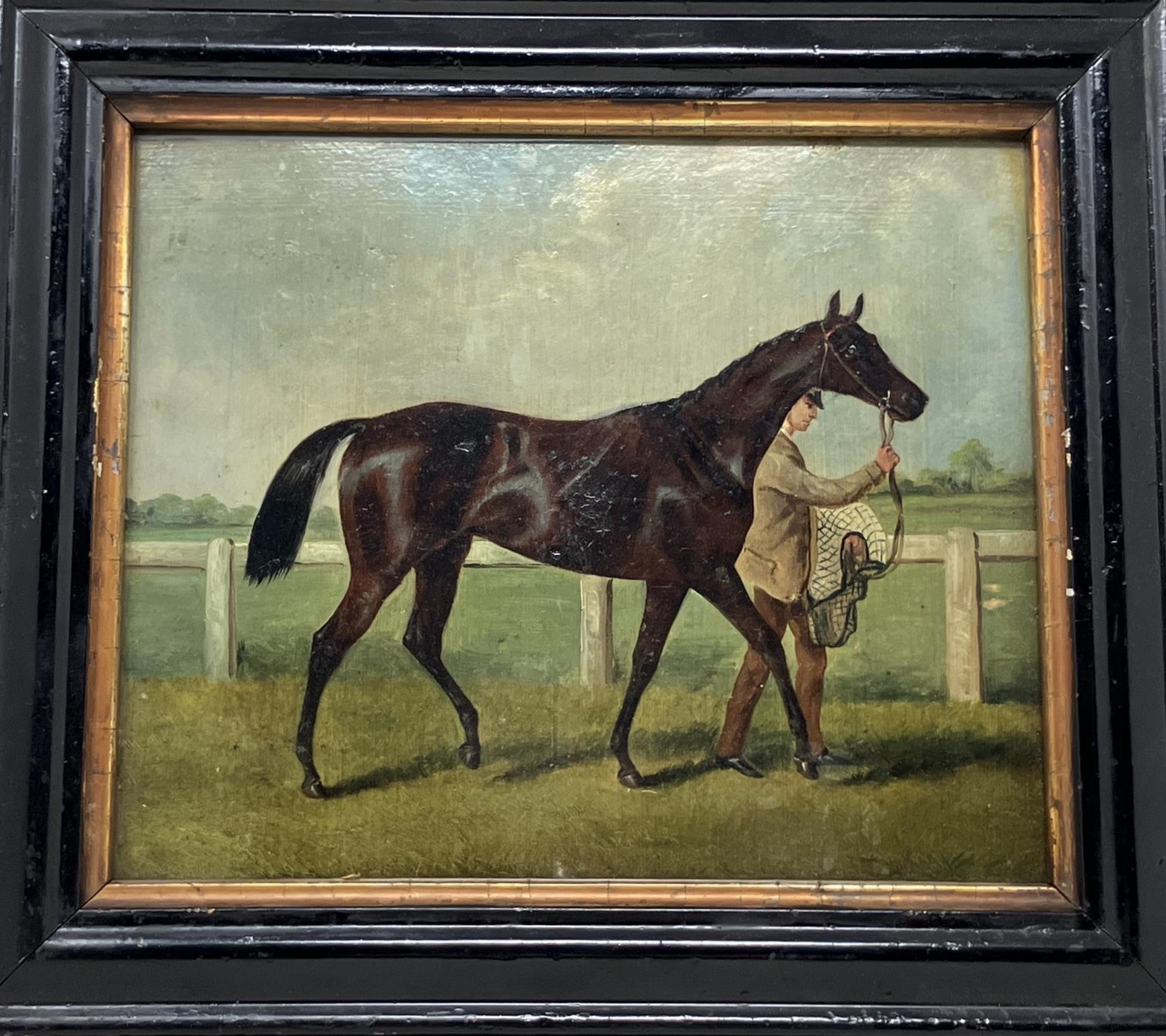 19th century, English school, Achievement, winner of the Saint Leger 1867, oil on board, label