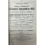 A Wisden Cricketers' Almanack, 1912 Provenance:  From the Harry Brewer Cricket Memorabilia