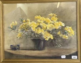 Ona Northey, still life of yellow flowers, watercolour, signed 42 x 53 cm, two others, and two