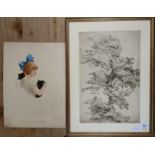 Mary C Lamb, Bundles of Mischief, watercolour, signed, unframed, 38 x 28 cm, and a study of a