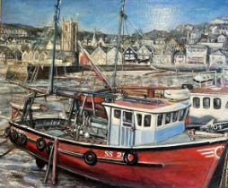 Robert Rae Rule, harbour scene, oil on canvas, signed, 63 x 74 cm, and other works by the same