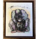 Laurence Pariell, figure of a man, print, signed, 49 x 39 cm, Duncan Holley, Dustbin Heaven,