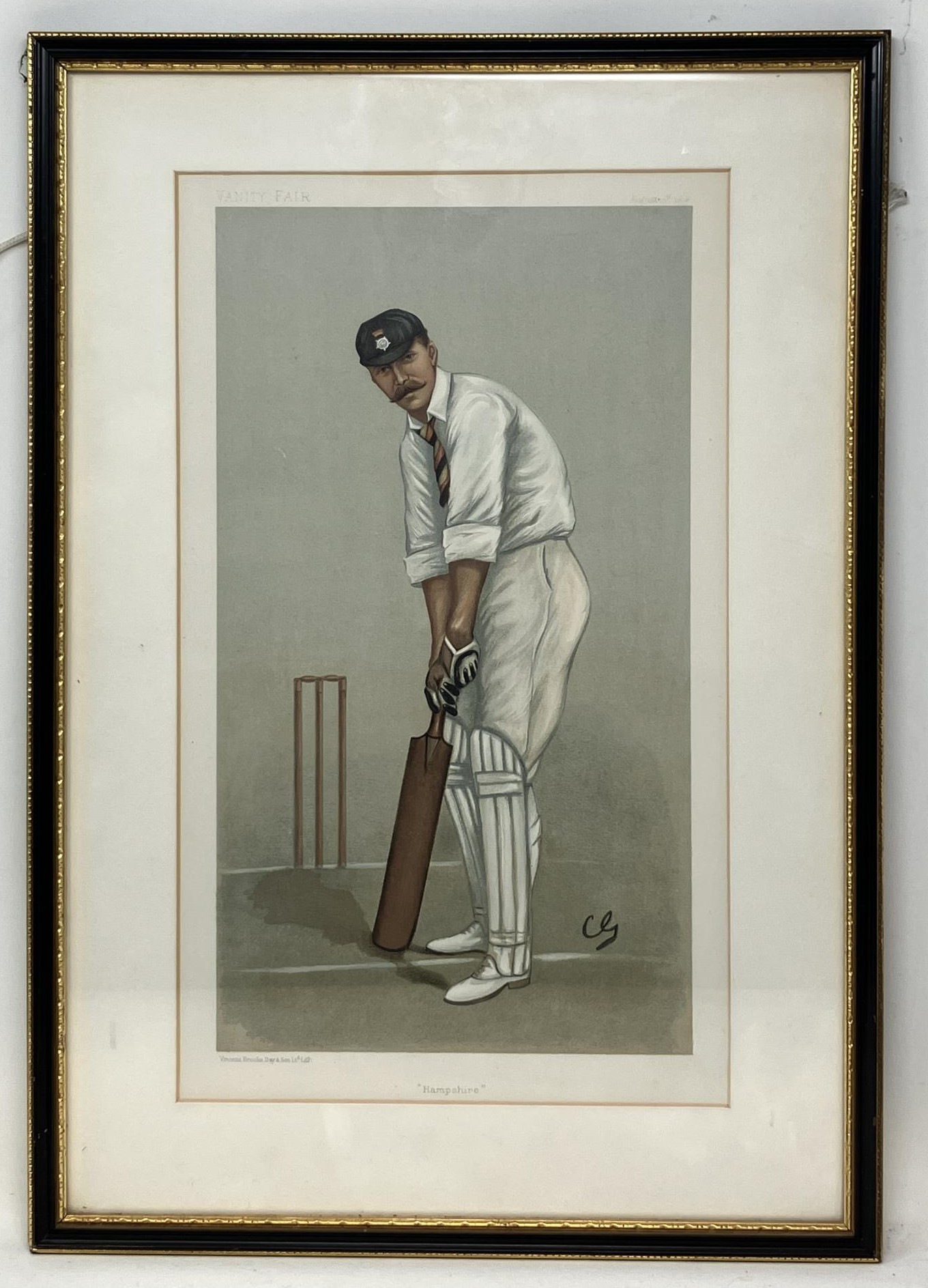 A Spy cricketing print, W W, 37 x 21 cm, and another Hampshire 36 x 21 cm (2) Provenance:  From - Image 2 of 2