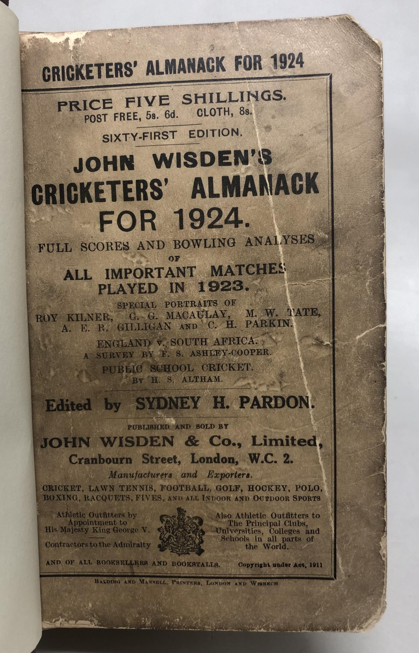 A Wisden Cricketers' Almanack, 1924, and an Index to Wisden (1964-1943) (2) Provenance:  From the - Image 8 of 8