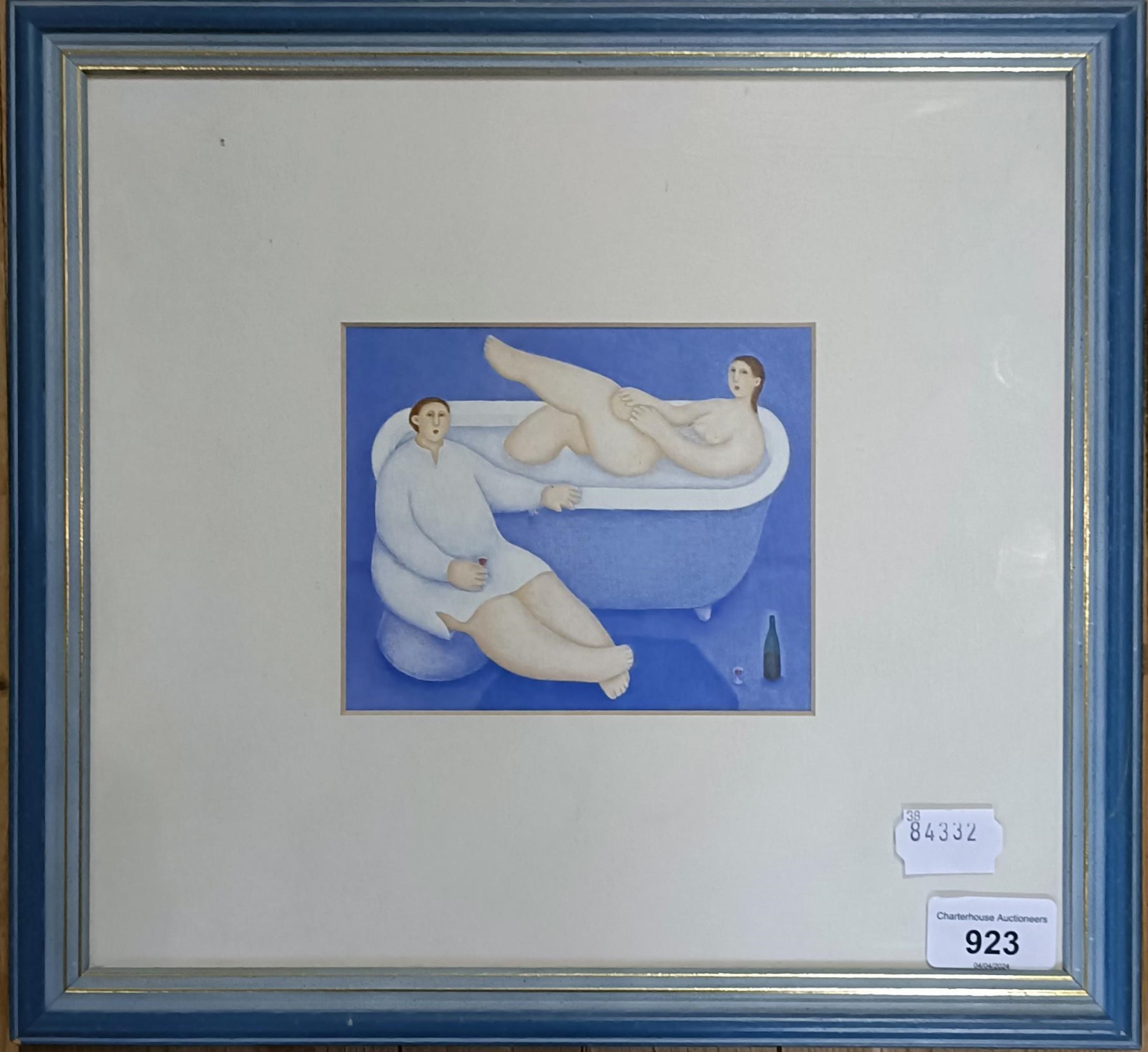 20th century, English school, two figures in the bath, watercolour, 10 x 14 cm - Image 2 of 3
