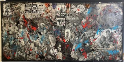 Abdelkader Khatdi, collage, signed, 50 x 101 cm