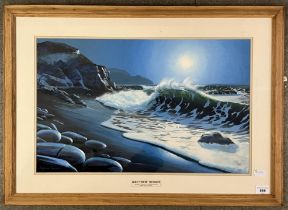 Matthew Hedges, Night Surf, Gunwalloe, gouache, signed, 58 x 36 cm