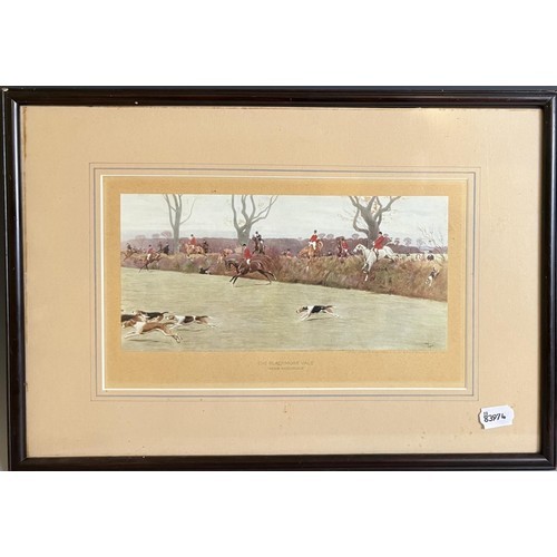 A Cecil Aldin coloured print, The Blackmore Vale, a Scottish horn flask, 24 cm, a rattle and a - Image 2 of 11