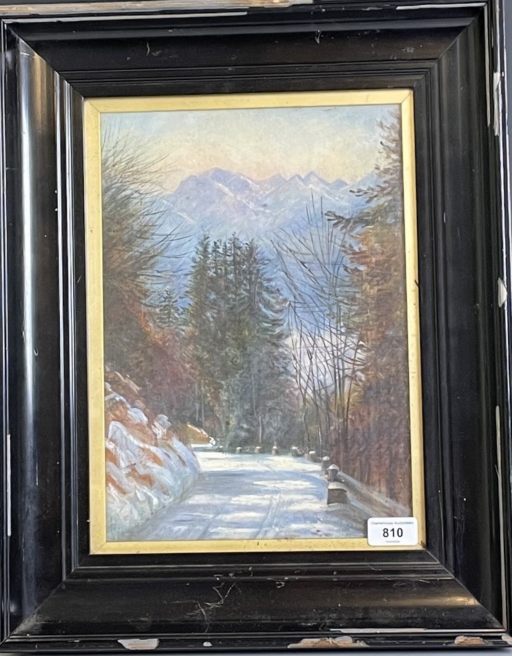 20th century, Continental school, an Alpine lane, oil on canvas, 36 x 24 cm - Image 2 of 3