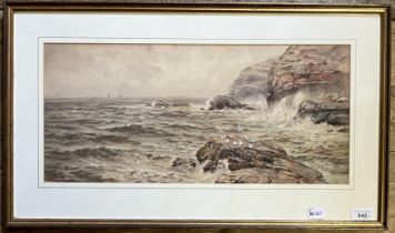 G Barker, coastal landscape, watercolour, signed, 24 x 56 cm, and E C Pascu-Holman, landscape,
