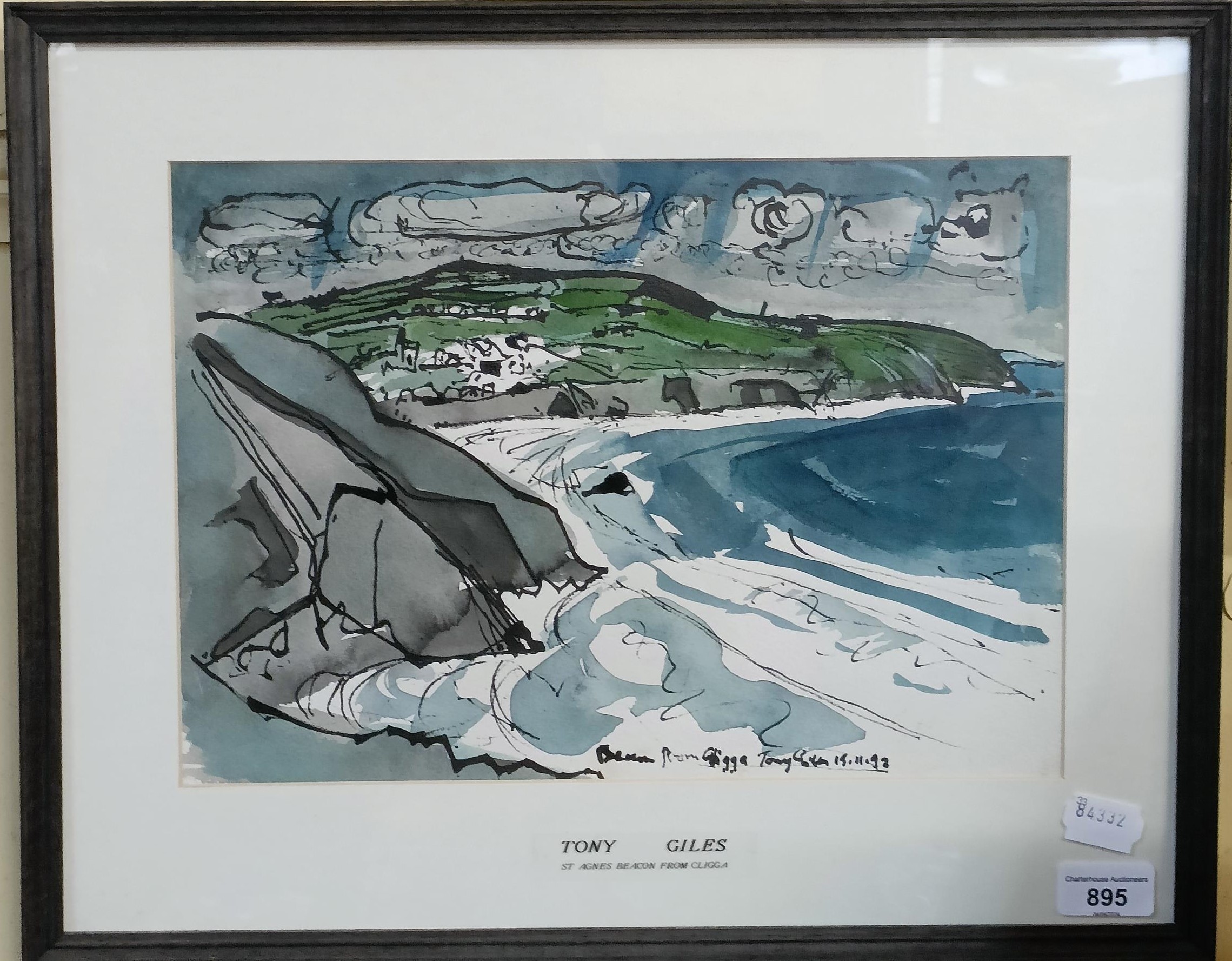 Tony Giles (British 1925-1994), St Agnes Beacon From Cligga, watercolour, signed and dated 15 11 93, - Image 2 of 4