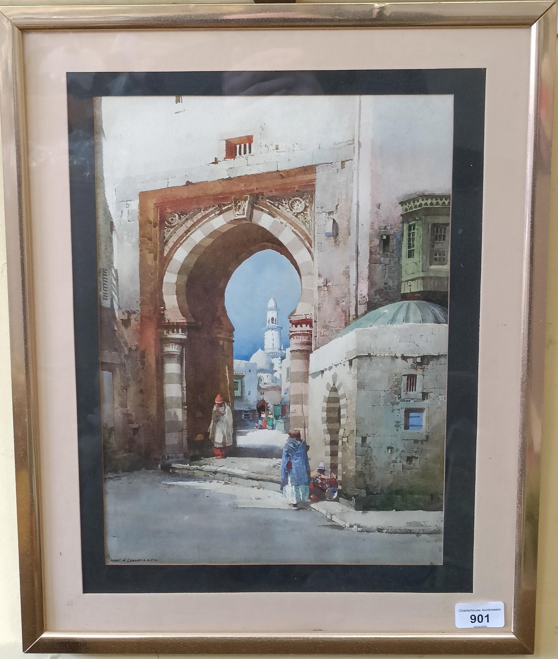 Noel Henry Leaver, Main Gate at Jerusalem, watercolour, signed, 36 x 27 cm