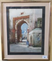 Noel Henry Leaver, Main Gate at Jerusalem, watercolour, signed, 36 x 27 cm