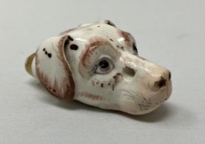 A late 18th century Derby porcelain hound head whistle Provenance: Circa 1790, sold with an Andrew