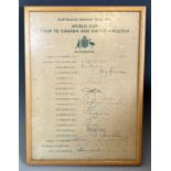 A set of cricketing autographs, Australian Cricket Team 1975, on the tour to Canada and the UK,