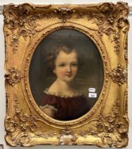 Victorian school, portrait of a young girl, oil on canvas, oval, 45 x 37 cm In a modern frame, frame