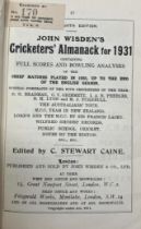 A Wisden Cricketers' Almanack, 1931 Provenance:  From the Harry Brewer Cricket Memorabilia