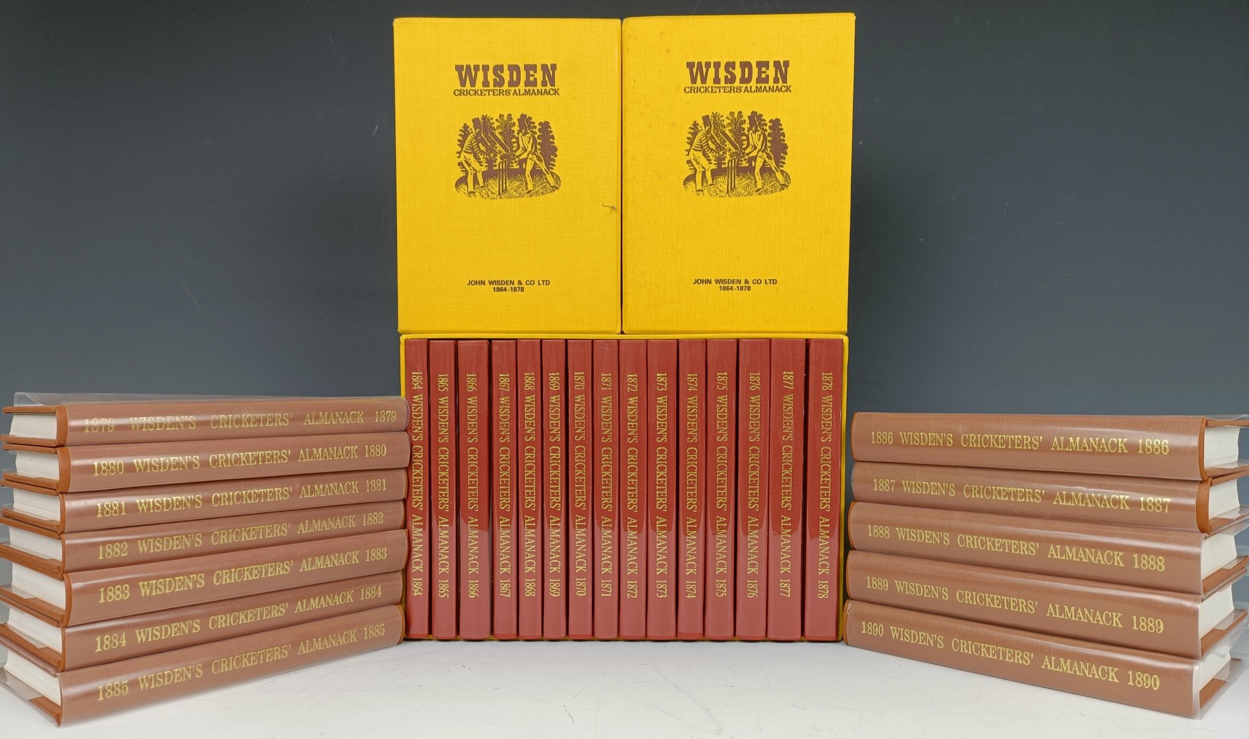 A run of Wisden Cricketers' Almanacks, all reprints, from 1864 - 1890 Provenance:  From the Harry