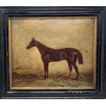 19th century, English school, Hermit, winner of the Derby stakes, 1867, oil on board, label verso,