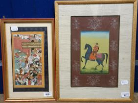 Persian school, horse and rider, 32 x 20 cm, and another, 30 x 17 cm (2)
