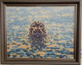 Joel Merriner, Grey Seal Pup, oil on canvas, 34 x 44 cm, artist's label verso