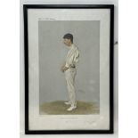 A Spy cricketing print, Forty-Six Centuries In Eleven Years, 38 x 25 cm, and another Mike, 37 x 23