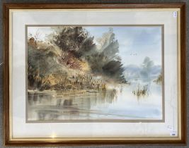 Margaret Carpenter, lake scene, watercolour, signed and dated '82, 53 x 78 cm