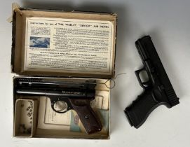 A table top roulette wheel, boxed, two Boules sets, two air pistols and two daggers (box)