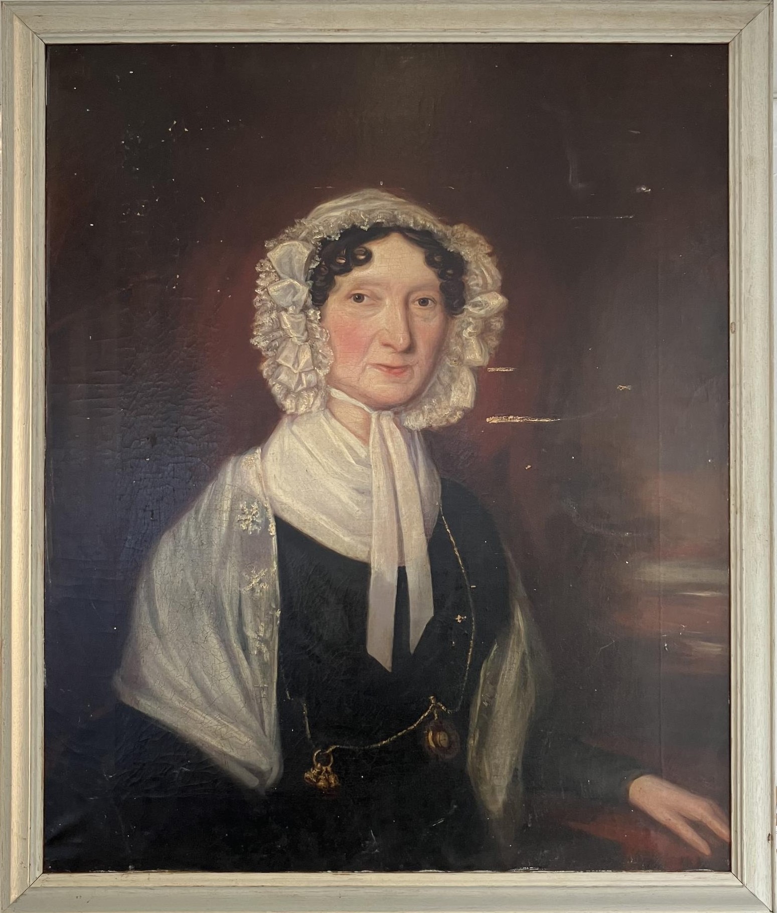 19th century, English school, portrait of an lady, oil on canvas, 75 x 62 cm Condition poor, see