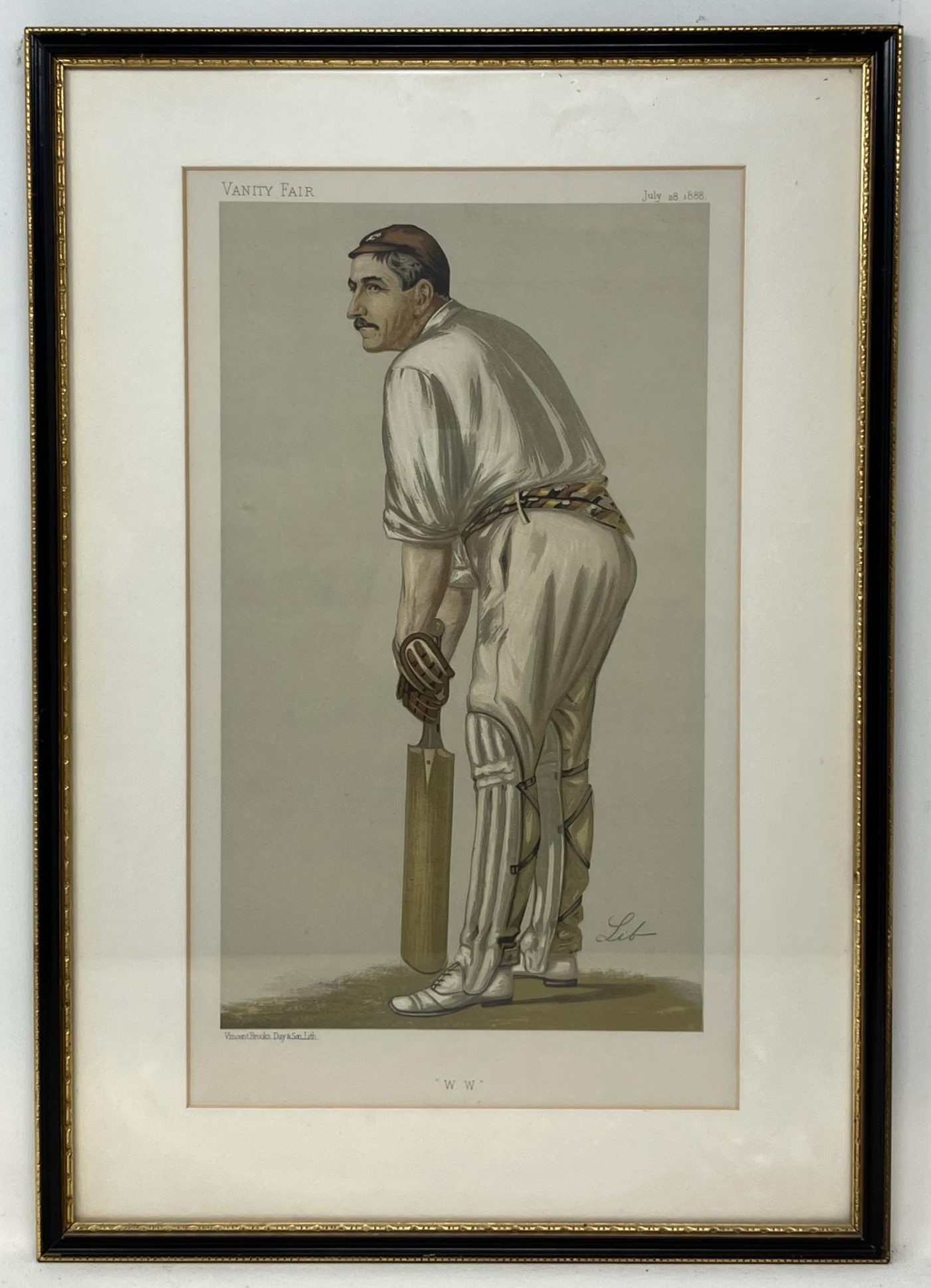 A Spy cricketing print, W W, 37 x 21 cm, and another Hampshire 36 x 21 cm (2) Provenance:  From