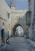 Noel Henry Leaver (British 1889-1951), Street in Jerusalem, watercolour, signed, 36 x 25 cm